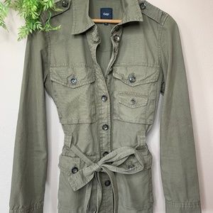 GAP Cargo Military Olive Green Jacket Tie Belt